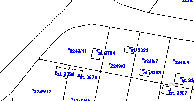 Parcela st. 3784 v KÚ Rokycany, Katastrální mapa