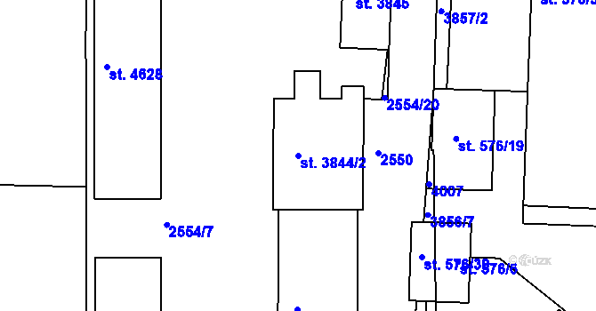 Parcela st. 3844/2 v KÚ Rokycany, Katastrální mapa