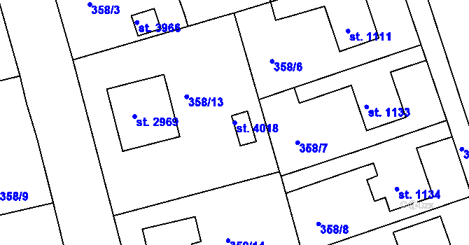 Parcela st. 4018 v KÚ Rokycany, Katastrální mapa