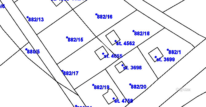 Parcela st. 4055 v KÚ Rokycany, Katastrální mapa