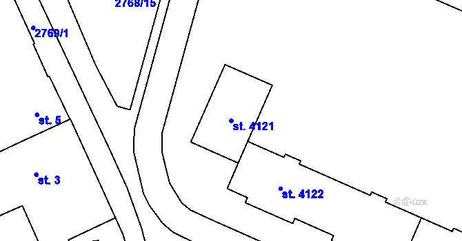 Parcela st. 4121 v KÚ Rokycany, Katastrální mapa