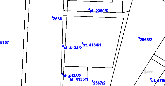 Parcela st. 4134/1 v KÚ Rokycany, Katastrální mapa
