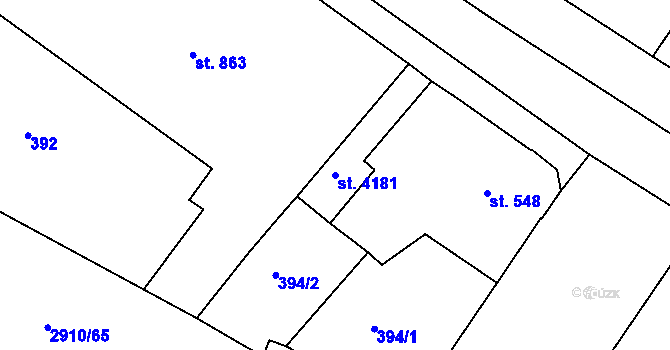 Parcela st. 4181 v KÚ Rokycany, Katastrální mapa
