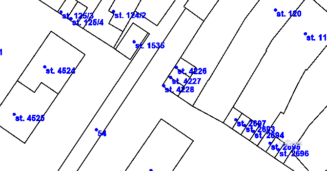 Parcela st. 4228 v KÚ Rokycany, Katastrální mapa