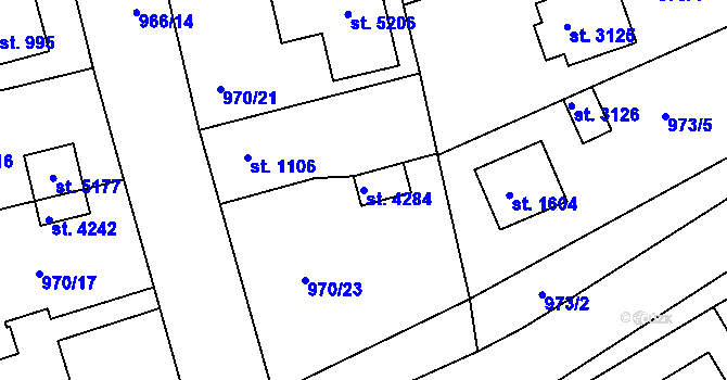 Parcela st. 4284 v KÚ Rokycany, Katastrální mapa