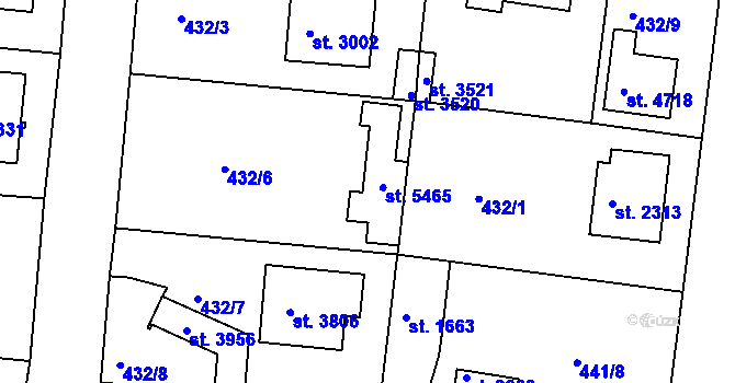Parcela st. 4321 v KÚ Rokycany, Katastrální mapa