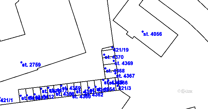Parcela st. 4370 v KÚ Rokycany, Katastrální mapa