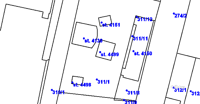 Parcela st. 4499 v KÚ Rokycany, Katastrální mapa