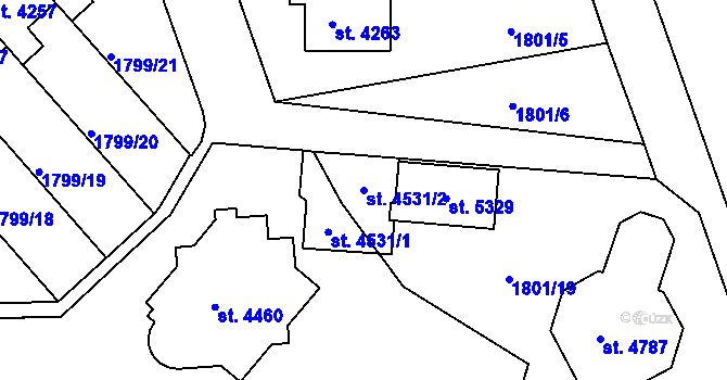 Parcela st. 4531/2 v KÚ Rokycany, Katastrální mapa