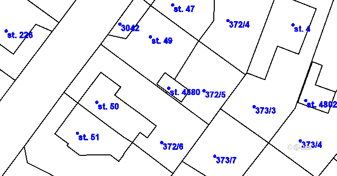 Parcela st. 4580 v KÚ Rokycany, Katastrální mapa