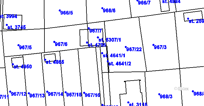 Parcela st. 4641/1 v KÚ Rokycany, Katastrální mapa