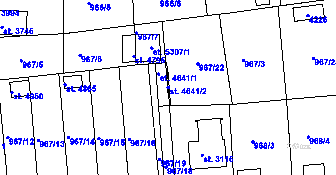 Parcela st. 4641/2 v KÚ Rokycany, Katastrální mapa