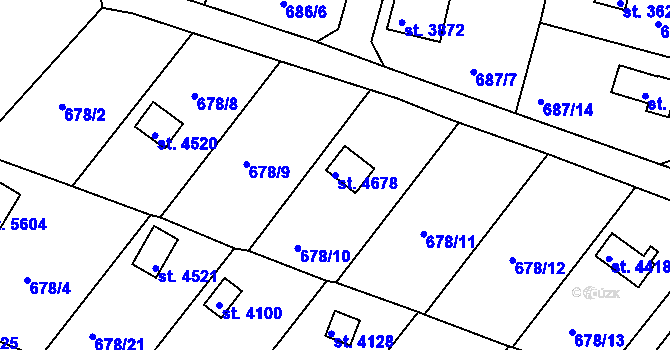 Parcela st. 4678 v KÚ Rokycany, Katastrální mapa