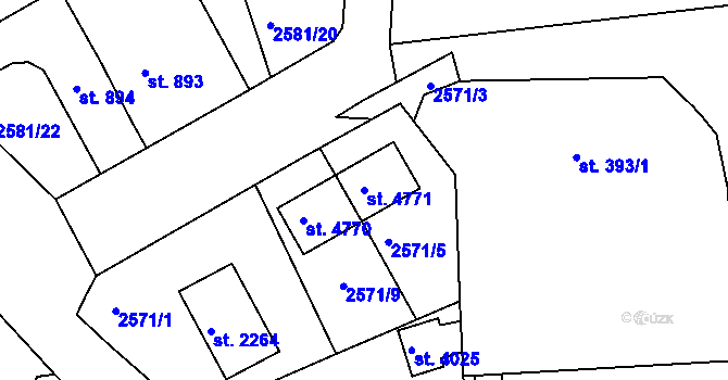 Parcela st. 4771 v KÚ Rokycany, Katastrální mapa