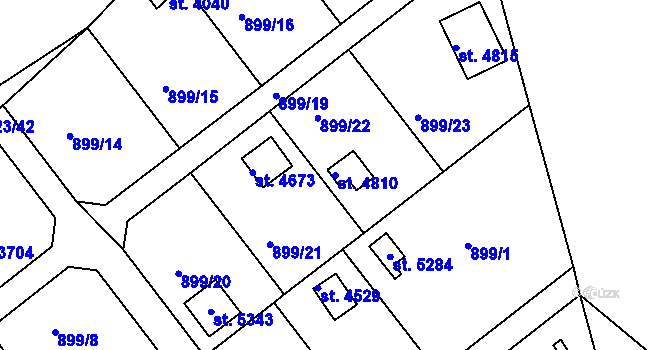 Parcela st. 4810 v KÚ Rokycany, Katastrální mapa