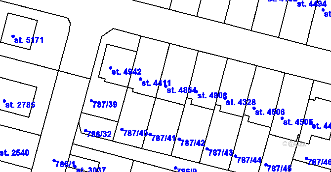 Parcela st. 4864 v KÚ Rokycany, Katastrální mapa