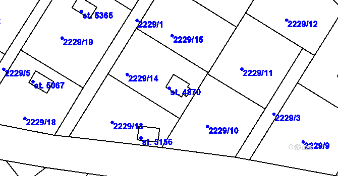 Parcela st. 4870 v KÚ Rokycany, Katastrální mapa