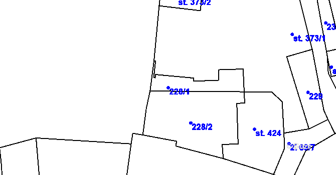 Parcela st. 228/1 v KÚ Rokycany, Katastrální mapa
