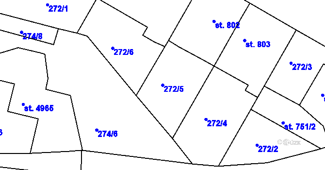 Parcela st. 272/5 v KÚ Rokycany, Katastrální mapa