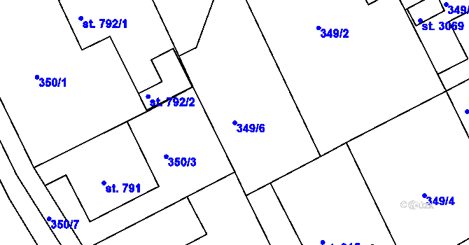 Parcela st. 349/6 v KÚ Rokycany, Katastrální mapa