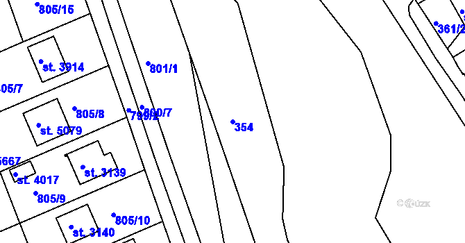 Parcela st. 354 v KÚ Rokycany, Katastrální mapa