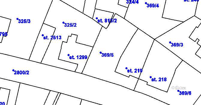 Parcela st. 369/5 v KÚ Rokycany, Katastrální mapa