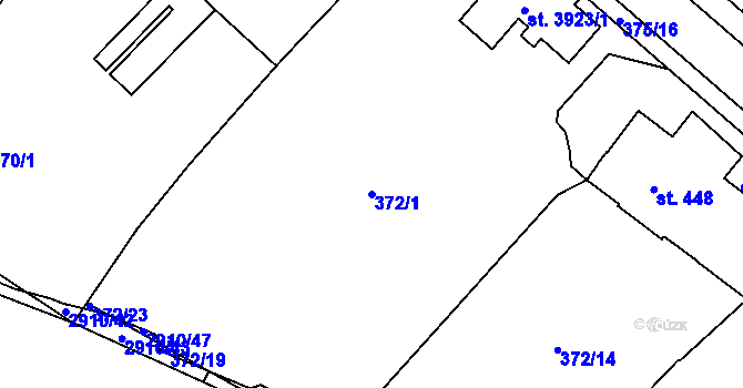 Parcela st. 372/1 v KÚ Rokycany, Katastrální mapa
