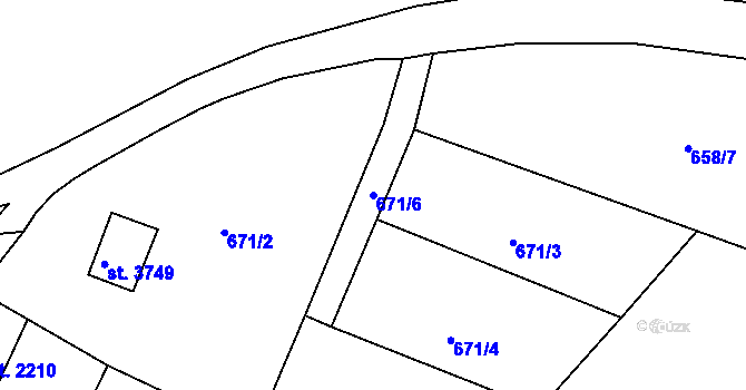 Parcela st. 671/6 v KÚ Rokycany, Katastrální mapa