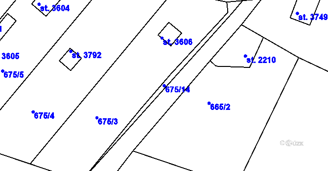 Parcela st. 675/14 v KÚ Rokycany, Katastrální mapa