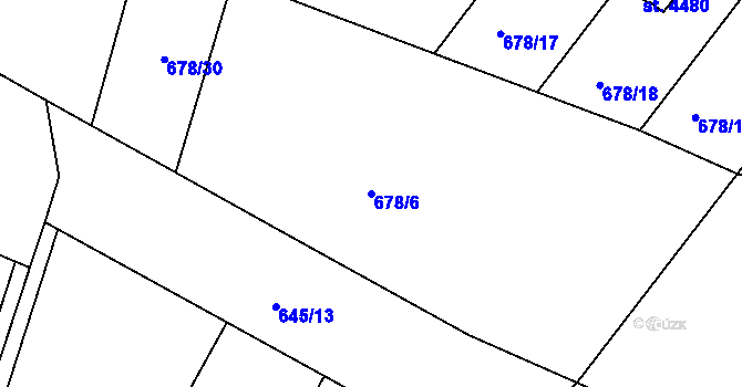 Parcela st. 678/6 v KÚ Rokycany, Katastrální mapa