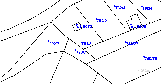 Parcela st. 782/5 v KÚ Rokycany, Katastrální mapa