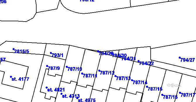Parcela st. 794/29 v KÚ Rokycany, Katastrální mapa