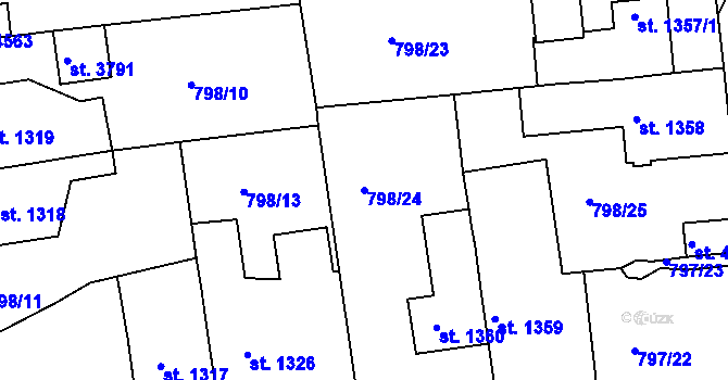 Parcela st. 798/24 v KÚ Rokycany, Katastrální mapa