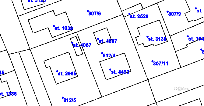 Parcela st. 812/4 v KÚ Rokycany, Katastrální mapa