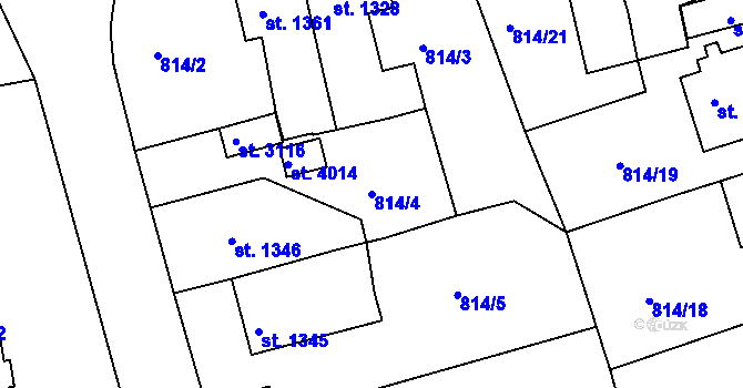Parcela st. 814/4 v KÚ Rokycany, Katastrální mapa