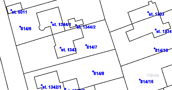 Parcela st. 814/7 v KÚ Rokycany, Katastrální mapa