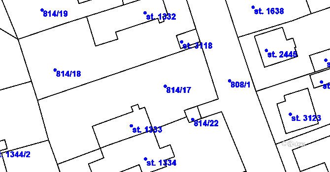 Parcela st. 814/17 v KÚ Rokycany, Katastrální mapa