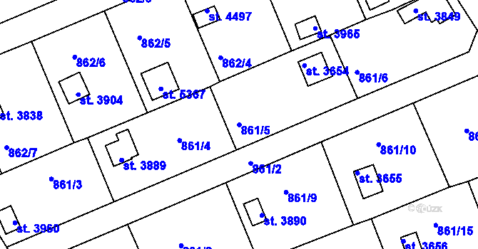 Parcela st. 861/5 v KÚ Rokycany, Katastrální mapa