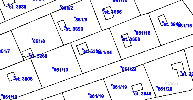 Parcela st. 861/14 v KÚ Rokycany, Katastrální mapa