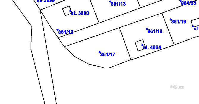 Parcela st. 861/17 v KÚ Rokycany, Katastrální mapa