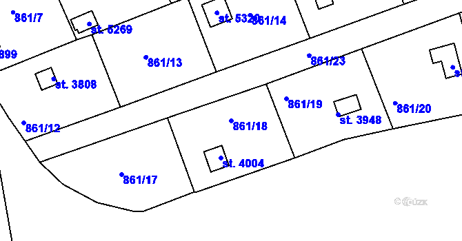 Parcela st. 861/18 v KÚ Rokycany, Katastrální mapa