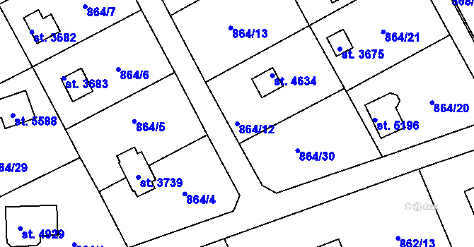 Parcela st. 864/12 v KÚ Rokycany, Katastrální mapa