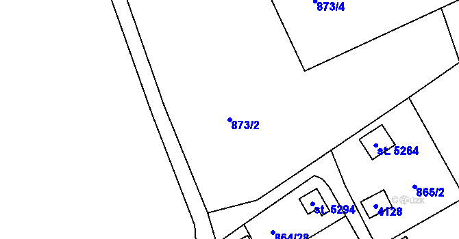 Parcela st. 873/2 v KÚ Rokycany, Katastrální mapa