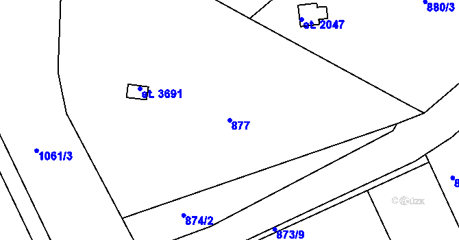 Parcela st. 877 v KÚ Rokycany, Katastrální mapa