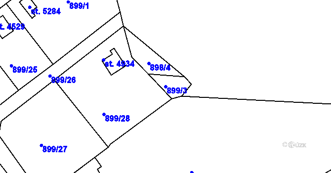 Parcela st. 899/3 v KÚ Rokycany, Katastrální mapa