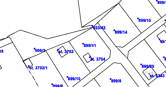 Parcela st. 899/11 v KÚ Rokycany, Katastrální mapa