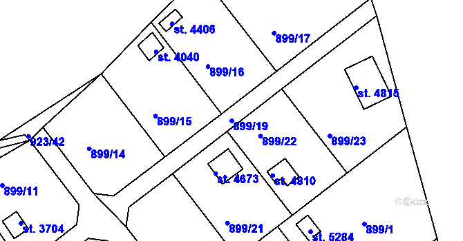 Parcela st. 899/19 v KÚ Rokycany, Katastrální mapa