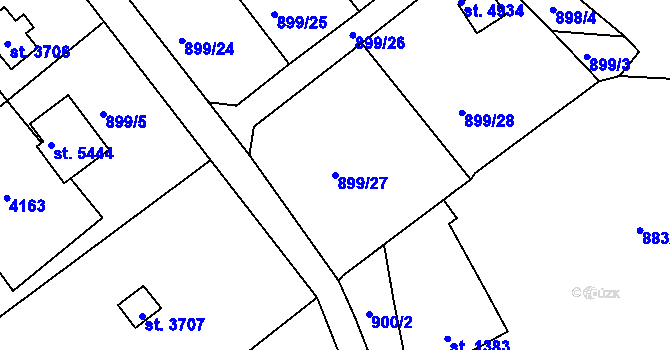 Parcela st. 899/27 v KÚ Rokycany, Katastrální mapa