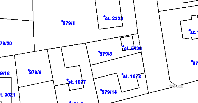 Parcela st. 979/8 v KÚ Rokycany, Katastrální mapa