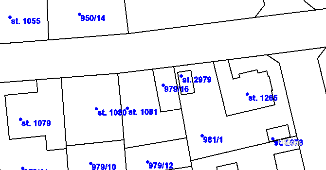 Parcela st. 979/16 v KÚ Rokycany, Katastrální mapa